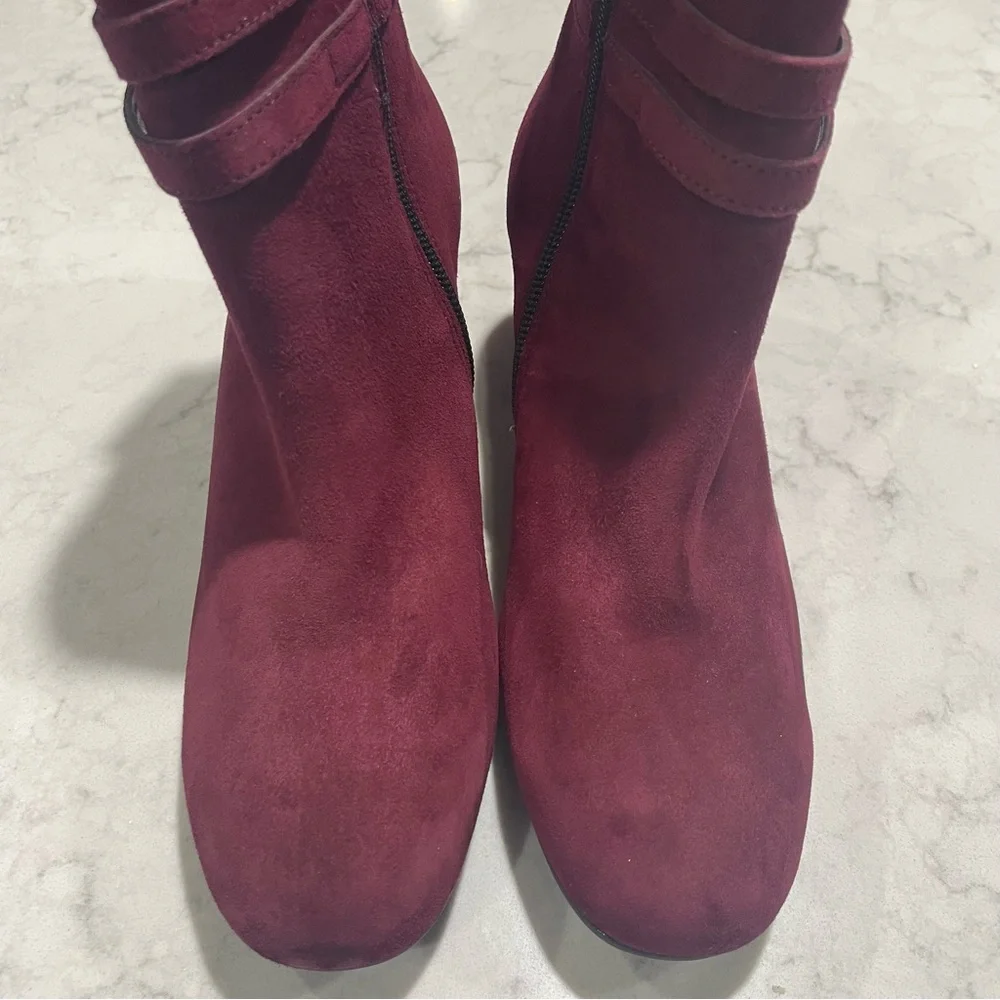 New w Defect Paul‎ Green Sydney Block Heeled Bootie in Bordo Suede Sz US 6 $499